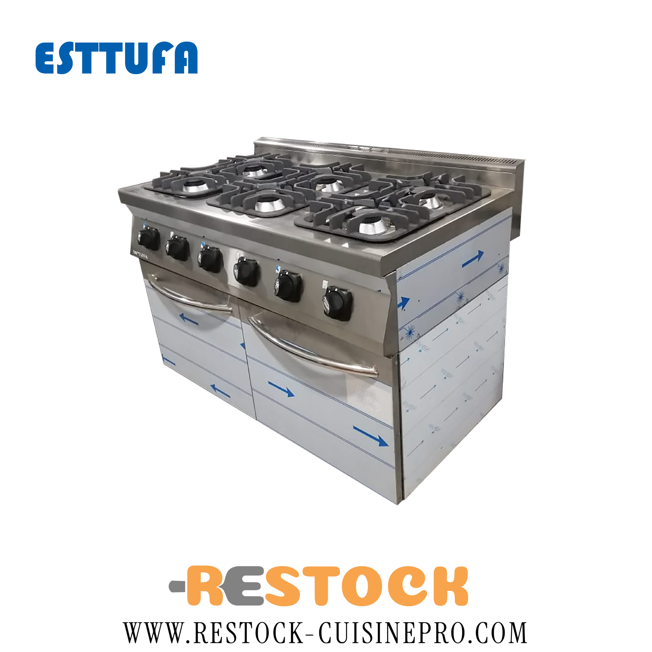 CUISINIERE 6 FEUX GAZ SUR MEUBLE 1270-OCK-M