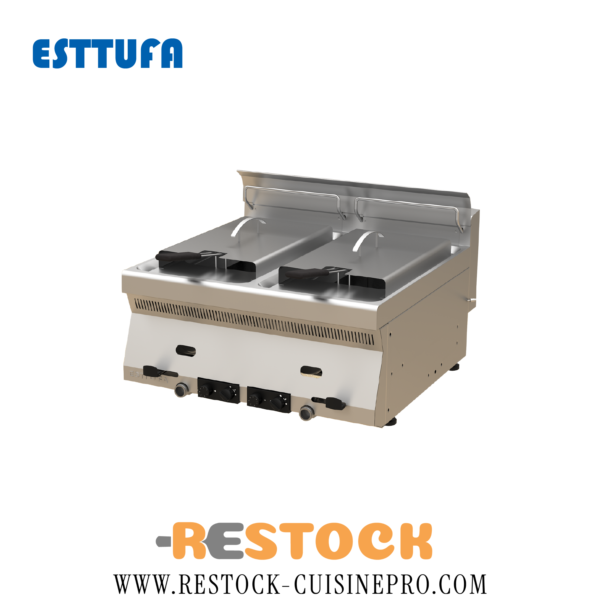 FRITEUSE GAZ DOUBLE 8+8L A POSER 600x630x300 TC.6FG600