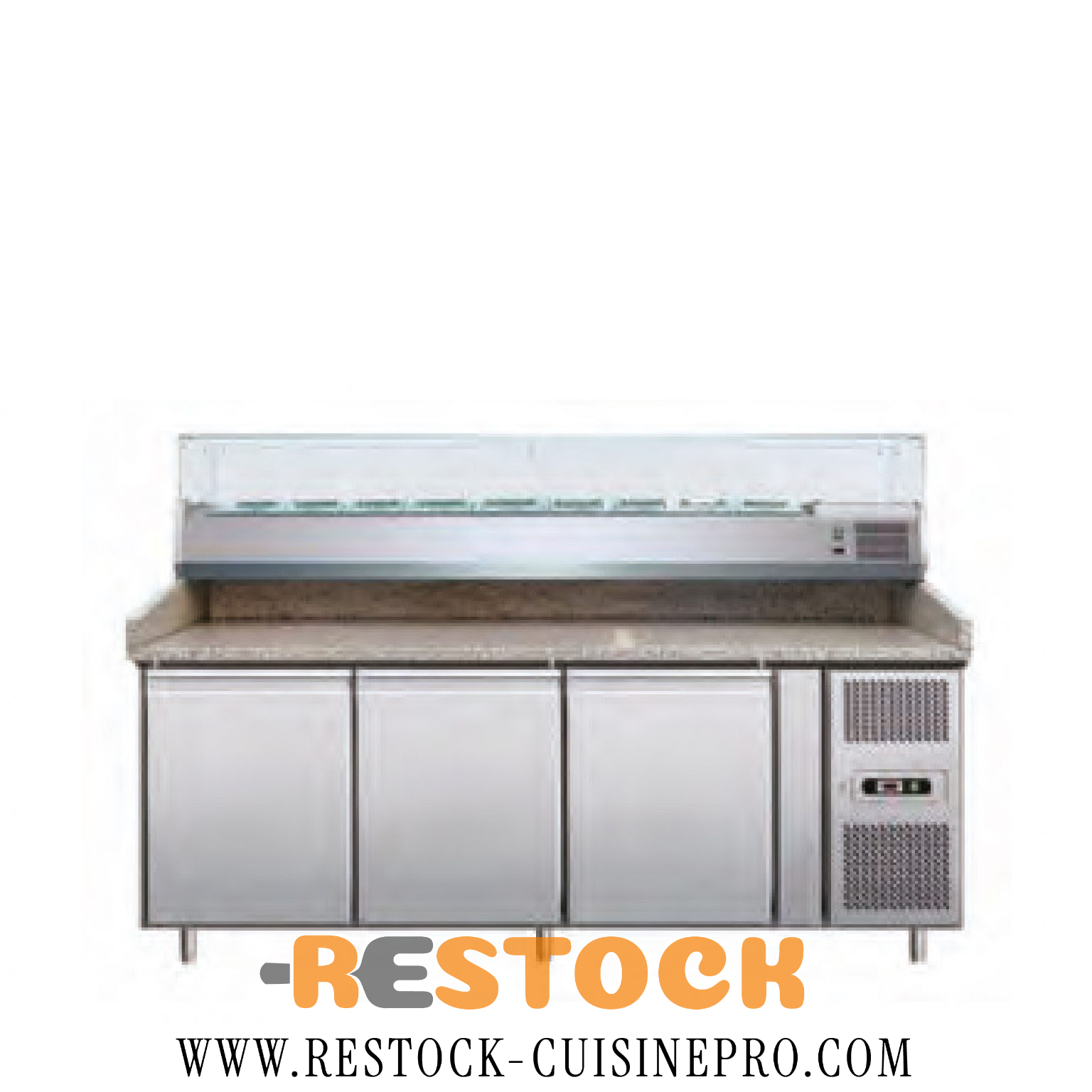 MEUBLE A PIZZA 3 PORTES INOX 60 sur 40 – CUISIFRIOT