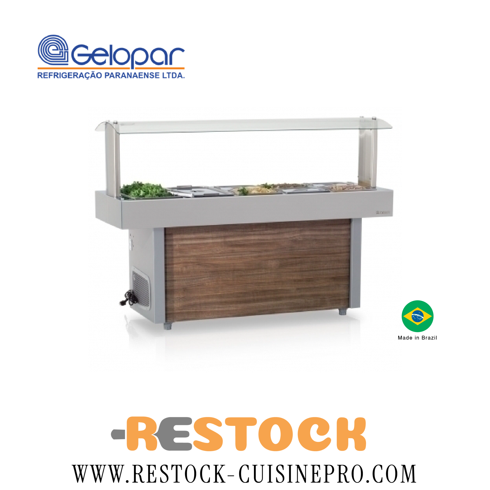 MEUBLE BUFFET REFRIGEREE 1M90 BOIS-INOX GMRA-190