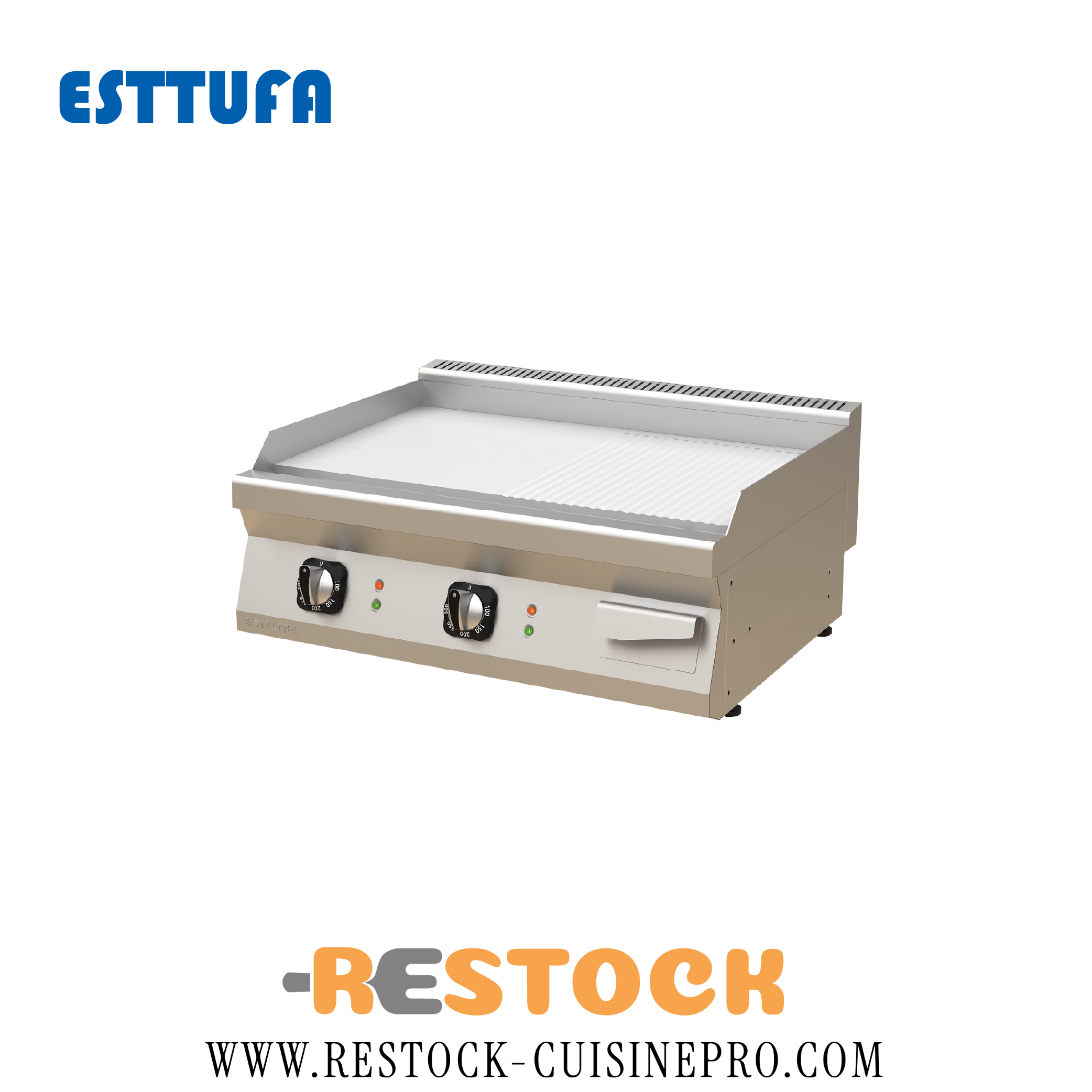 PLAQUE GRILLADE ELECT 1-2 LISSE 1-2 STRIEE A POSER 800x630x300 TC.6IE800