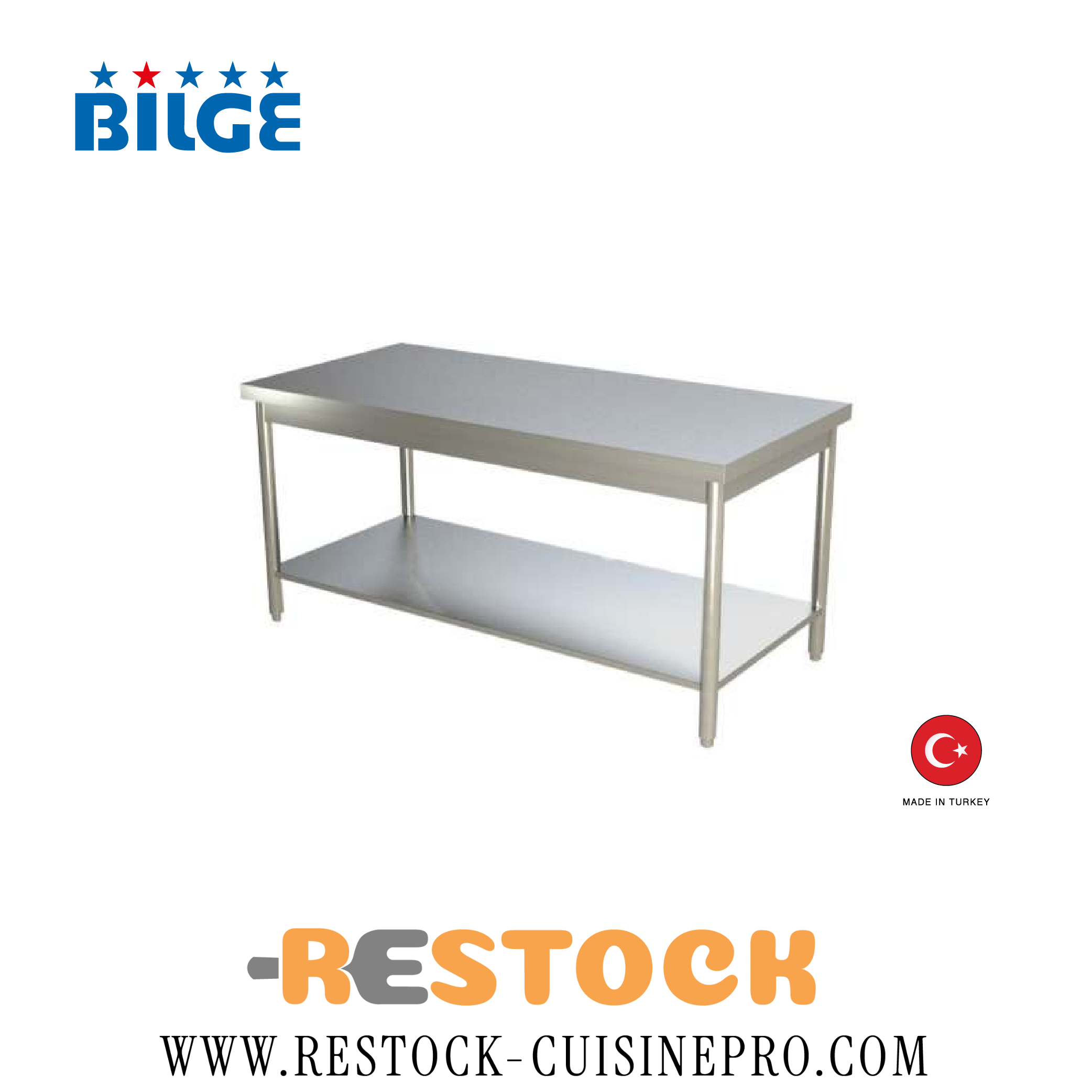 TABLE DE TRAVAIL INOX CENTRALE 1M50 TA-150-C