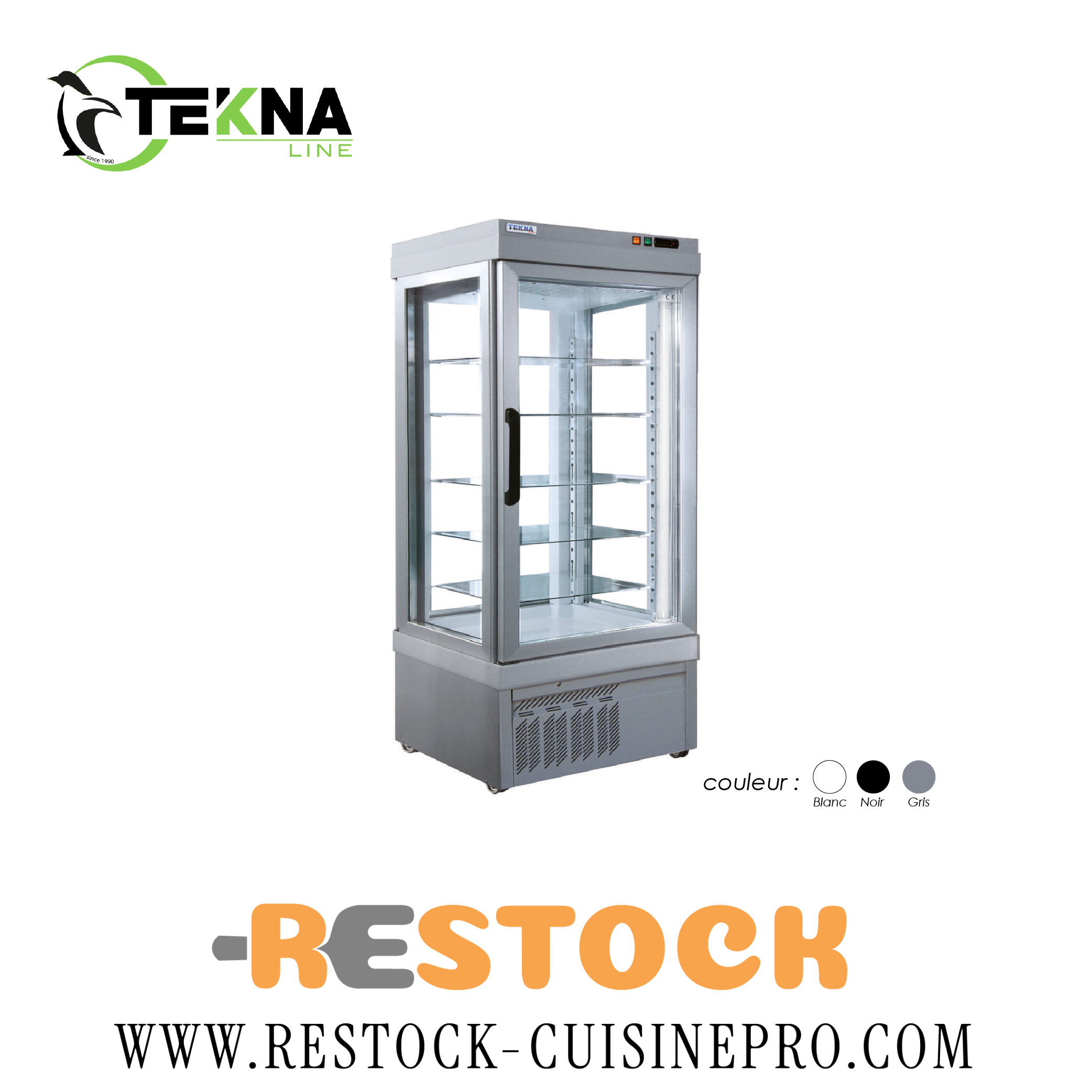 VITRINE 4 FACES POSITIVE 90 CM GRIS EC9400NFP-G