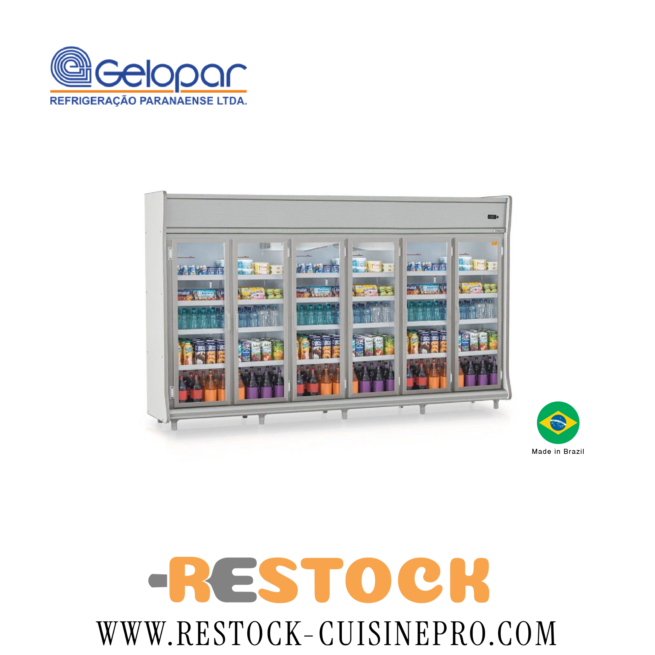 VITRINE REFRIGEREE 6 PORTES SUPERMARCHE 3M50 GEVP-6CZ